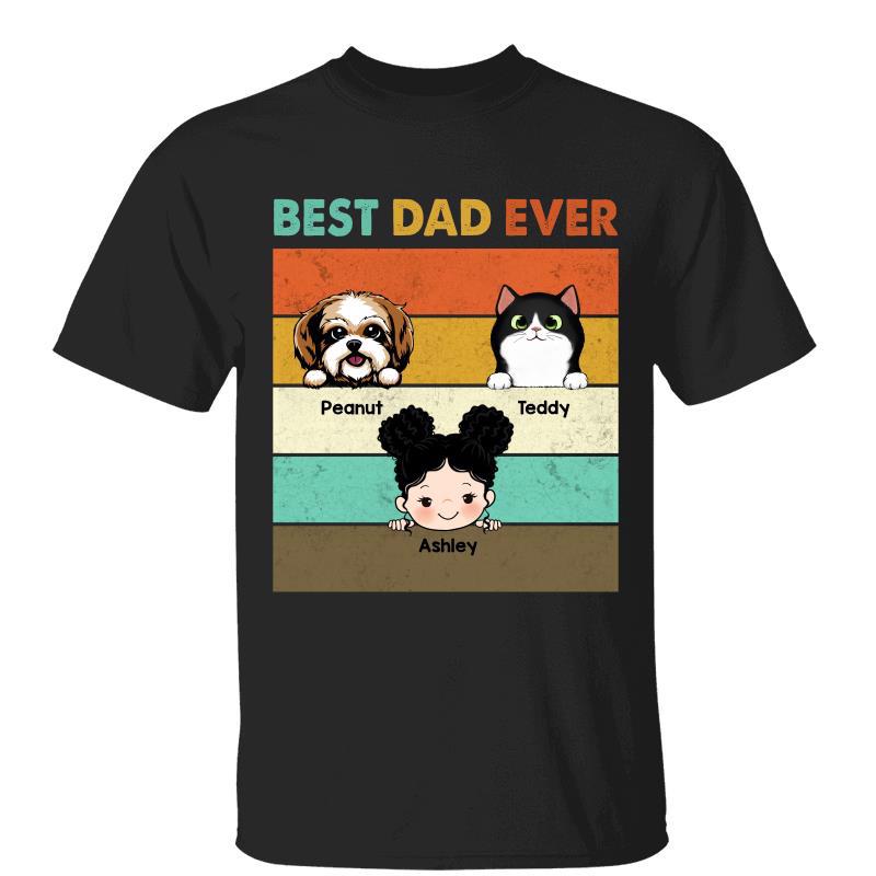 Best Dad Ever Kids Dogs Cats Father‘s Day Gift Personalized Shirt