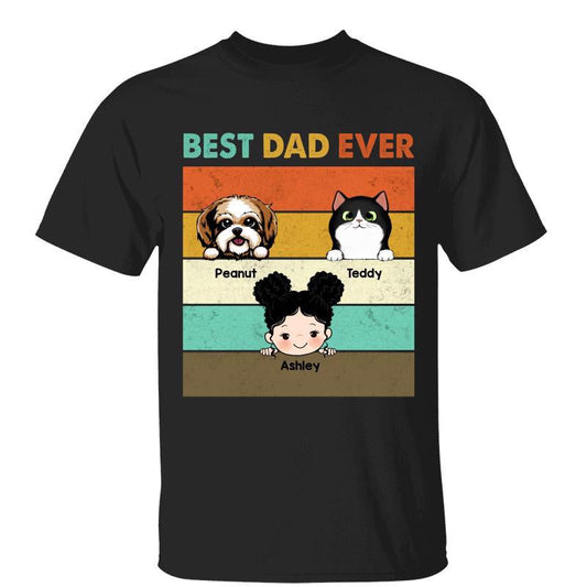 Best Dad Ever Kids Dogs Cats Father‘s Day Gift Personalized Shirt