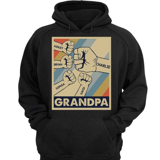 Dad Grandpa Fist Bump Retro Frame Personalized Hoodie Sweatshirt