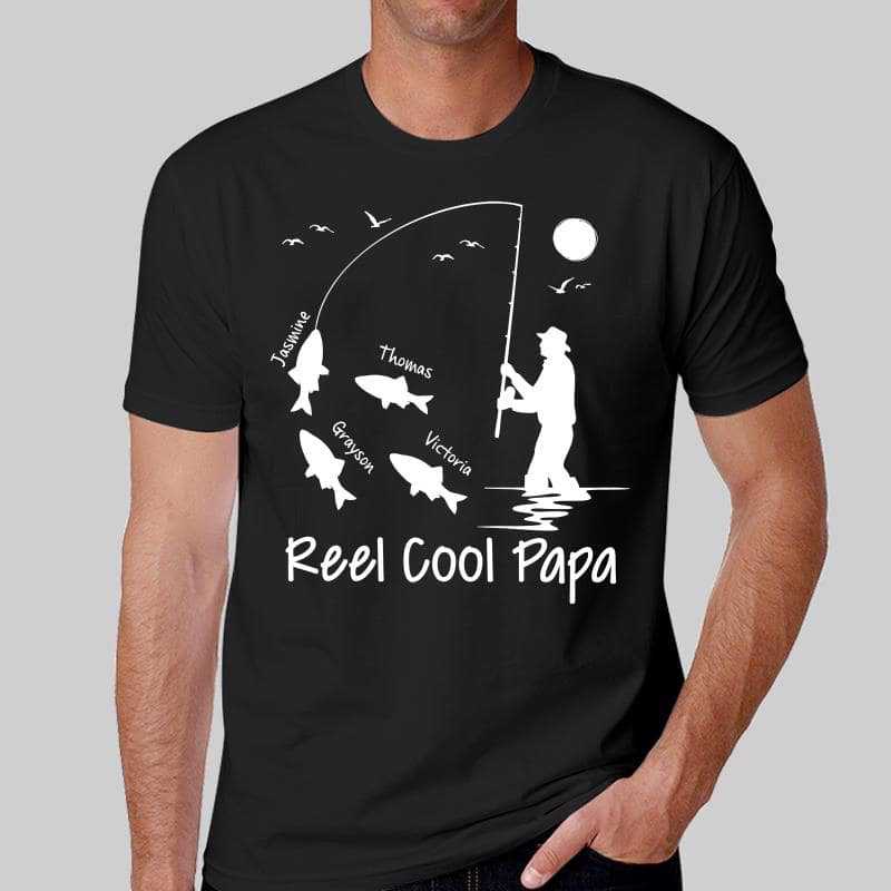 Reel Cool Papa And Kids Personalized Shirt