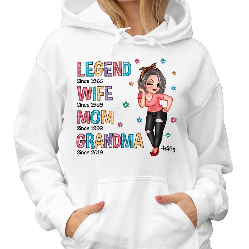 Legend Wife Mom Grandma Colorful Pattern Sassy Woman Personalized Hoodie Sweatshirt