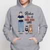 Rockin‘ Dog Dad Life Man & Sitting Dog Personalized Hoodie Sweatshirt