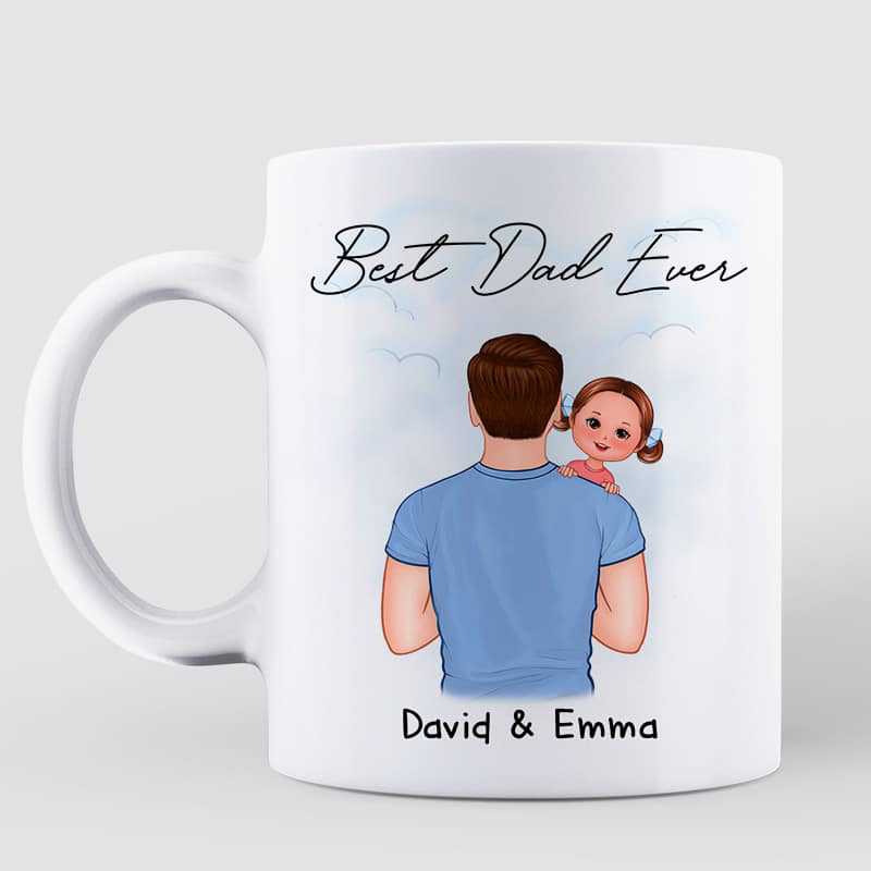 Dad Carrying Kids On Shoulder Father‘s Day Gift Personalized Mug