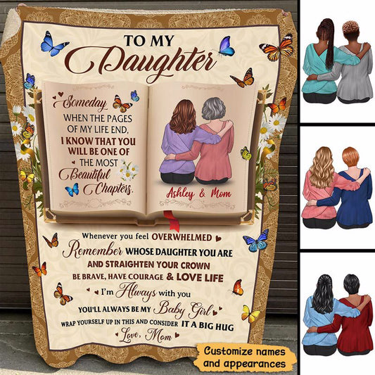 To My Daughter Old Page Personalized Fleece Blanket