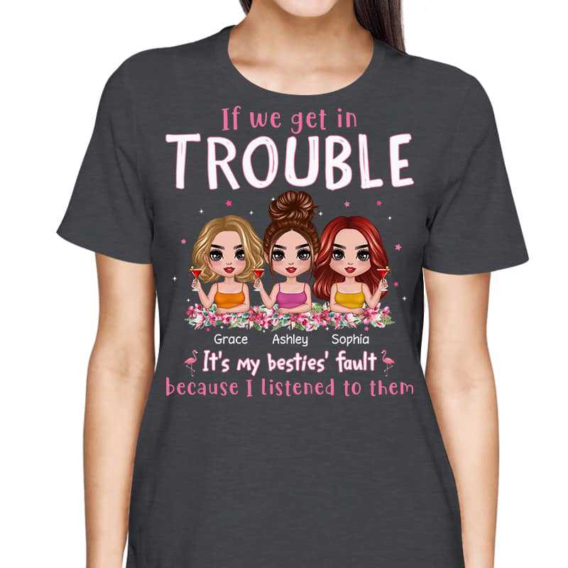 Pink Summer Doll Besties Sisters Siblings Personalized Shirt