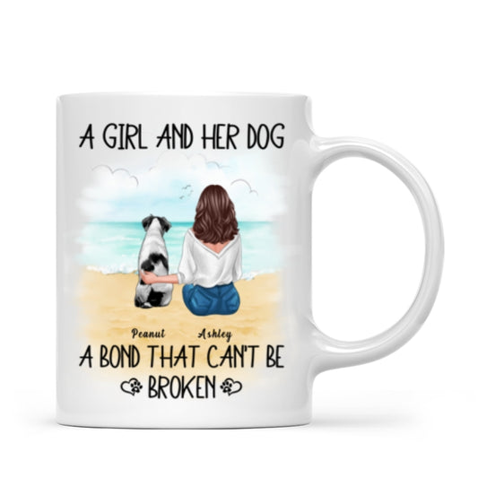 A Girl Her Dog A Bond That Can‘t Be Broken Beach Landscape Personalized Mug