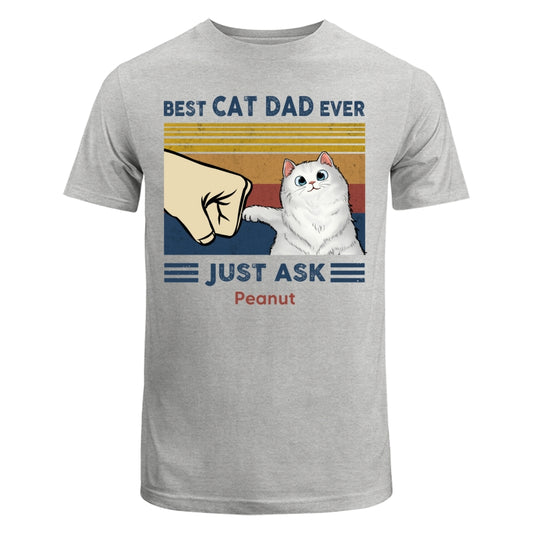 Best Cat Dad Fluffy Cat Personalized Light Color Shirt