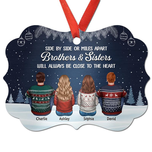 Christmas Night Side By Side Family Siblings Personalized Christmas Ornament