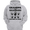 Handprints Grandpa And Kids Partners In Crime Personalized Hoodie Sweatshirt