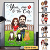 You Me And Cats Caricature Couple Personalized Poster