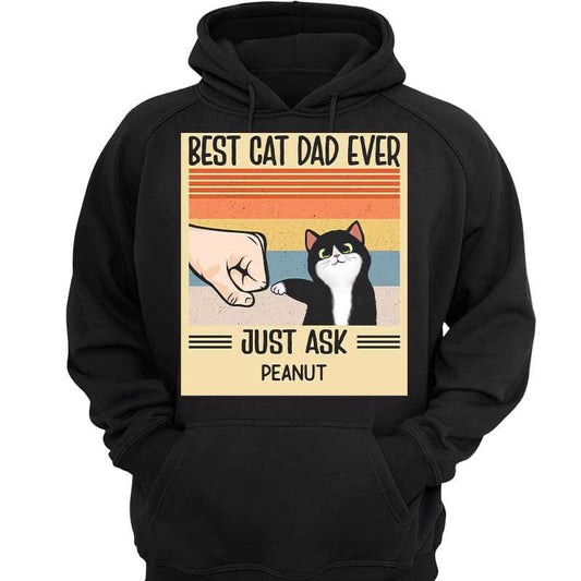 Best Cat Dad Ever Retro Frame Personalized Hoodie Sweatshirt