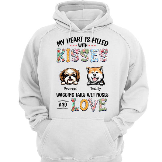 Heart Filled With Kisses Dog Mom Gift Personalized Hoodie Sweatshirt