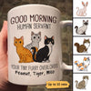 Cute Sitting Cats Good Morning Human Servant Personalized Mug