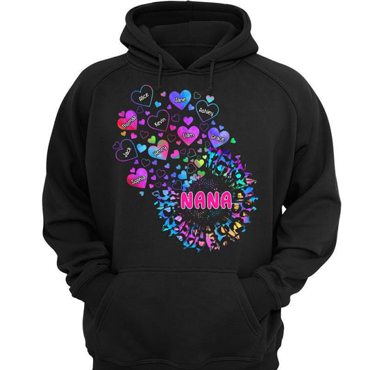 Colorful Leopard Sunflower Grandma Personalized Hoodie Sweatshirt