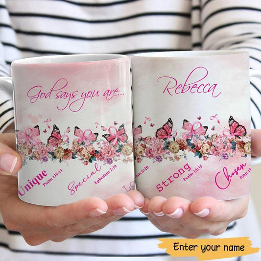 AOP Mugs Breast Cancer God Says You Are Personalized AOP Mug 11oz