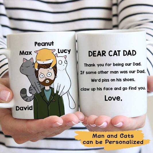 AOP Mugs Dear Cat Dad Cartoon Man Personalized AOP Mug 11oz