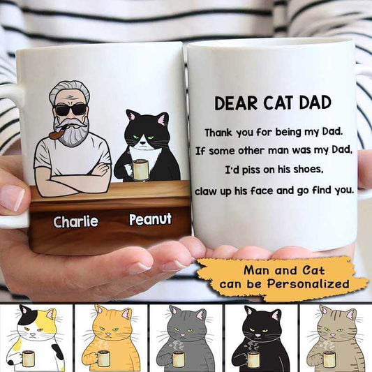 AOP Mugs Dear Cat Dad Old Man Personalized AOP Mug 11oz