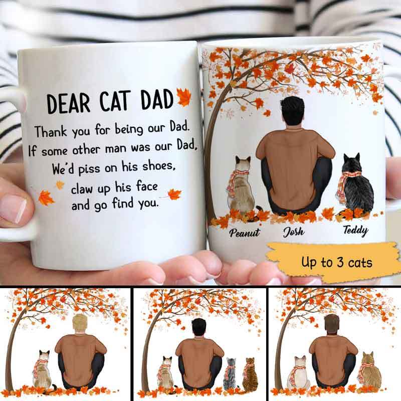 AOP Mugs Fall Season Dear Cat Dad Personalized AOP Mug 11oz