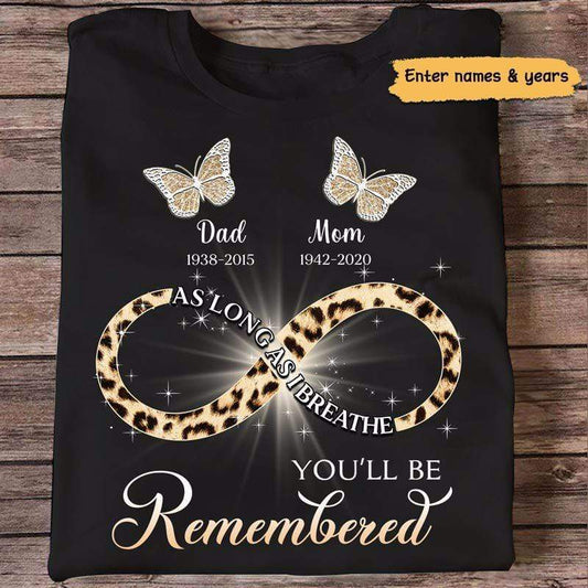 Apparel Always On My Heart Butterfly Infinity Memorial Personalized Shirt Classic Tee / Black Classic Tee / S