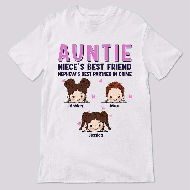 Apparel Aunt Best Friend And Partner In Crime Pink Patterned Personalized Shirt
