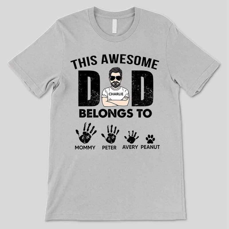 Apparel Awesome Dad Belongs To Personalized Personalized Shirt