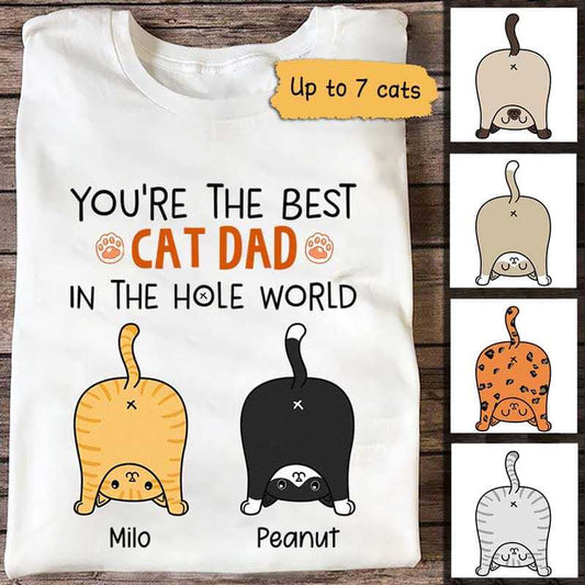 Apparel Best Cat Dad In The Hole World Personalized Shirt Classic Tee / White Classic Tee / S