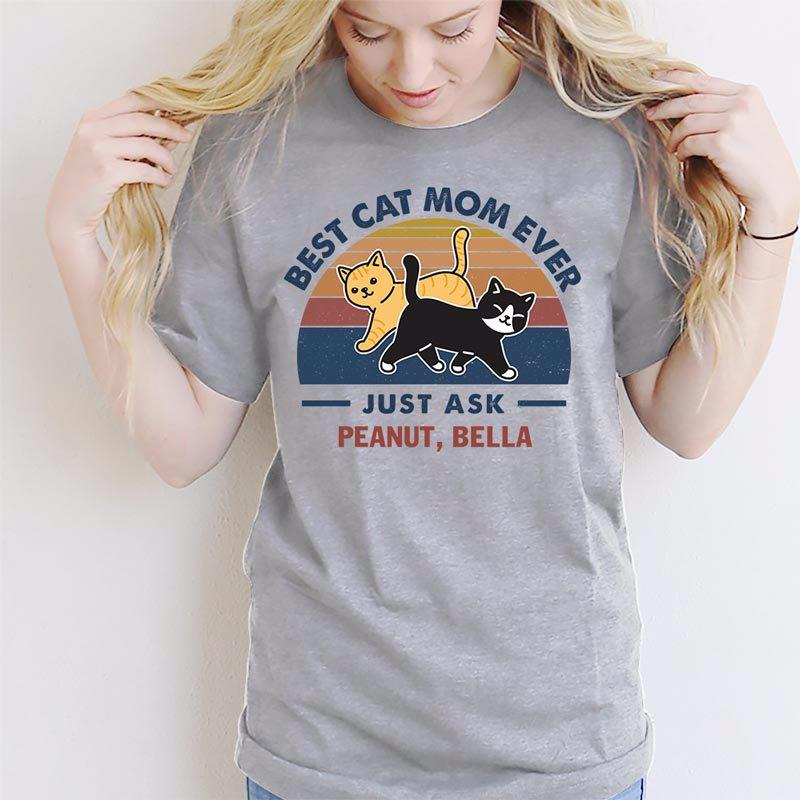 Apparel Best Cat Dad Mom Walking Cat Retro Personalized Shirt