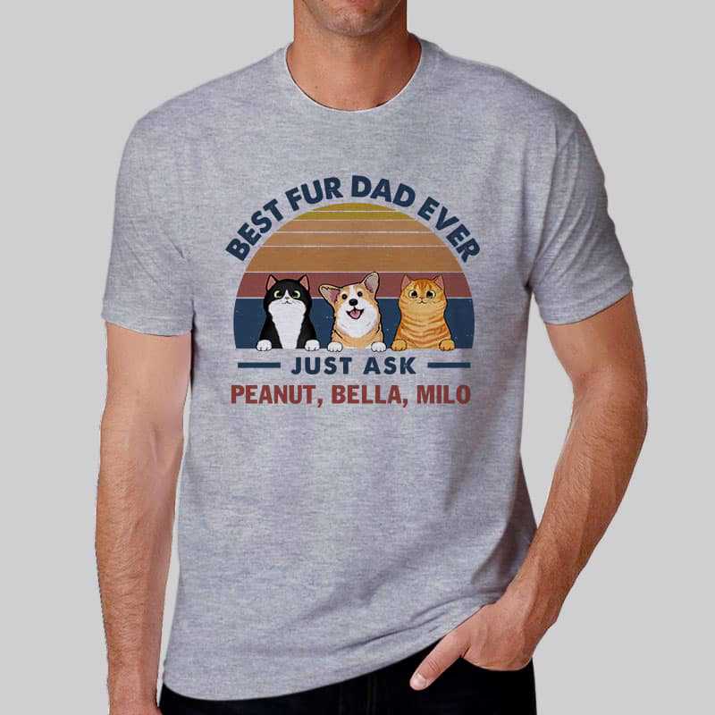 Apparel Best Fur Dad Mom Ever Dog Cat Retro Personalized Shirt