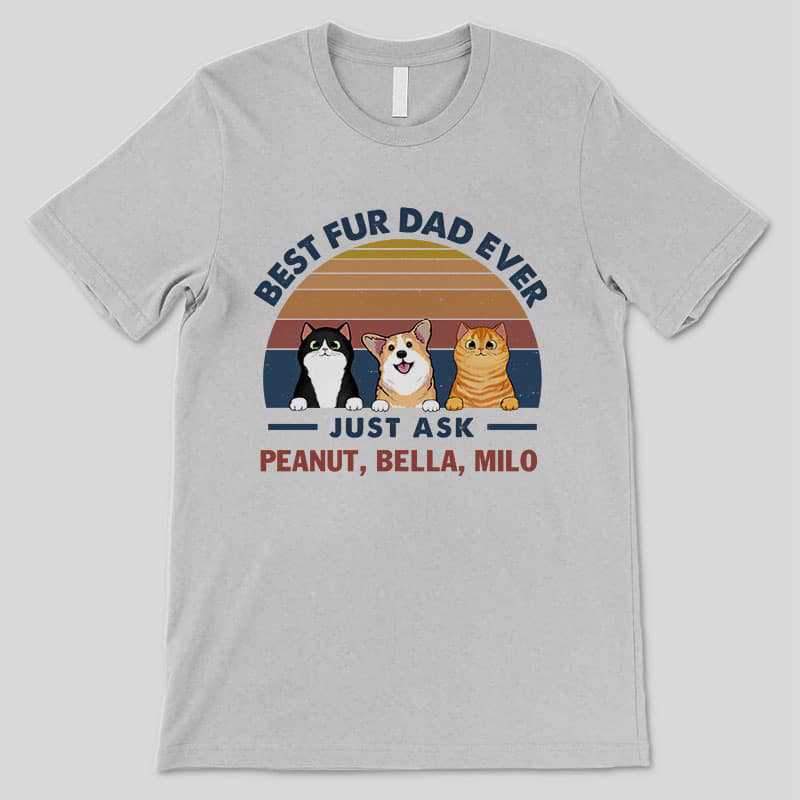 Apparel Best Fur Dad Mom Ever Dog Cat Retro Personalized Shirt