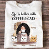 Apparel Better With Coffee Cats Personalized Shirt Sweatshirt / Light Pink Sweatshirt / 3XL