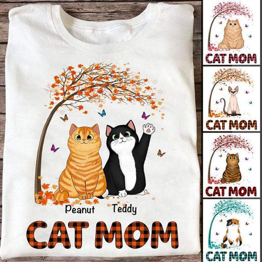 Apparel Cat Mom Green Checkered Pattern Personalized Shirt Classic Tee / White Classic Tee / S