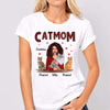 Apparel Cat Mom Red Patterned Woman Holding Cat Personalized Shirt