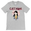 Apparel Cat Mom Red Plaid Chibi Girl And Sitting Cat Personalized Shirt