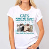 Apparel Cats Make Me Happy Sitting Cat Cartoon Personalized Shirt