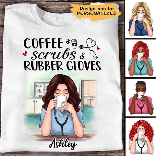 Apparel Coffee Scrubs And Rubber Gloves Personalized Shirt Classic Tee / White Classic Tee / S