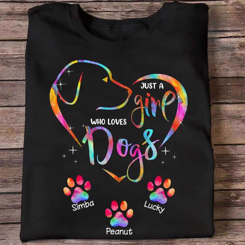 Apparel Colorful Dog Lovers Heart Paw Personalized Shirt Classic Tee / Black Classic Tee / S
