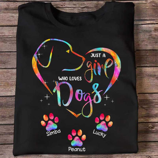 Apparel Colorful Dog Lovers Heart Paw Personalized Shirt Classic Tee / Black Classic Tee / S