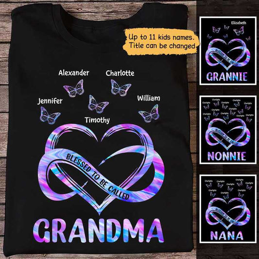 Apparel Colorful Heart Infinity Butterfly Grandma Mom Personalized Shirt Classic Tee / Black Classic Tee / S