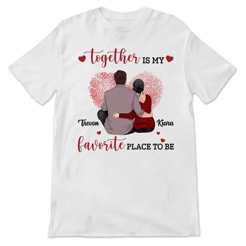 Apparel Couple Fingerprint Heart Personalized Shirt