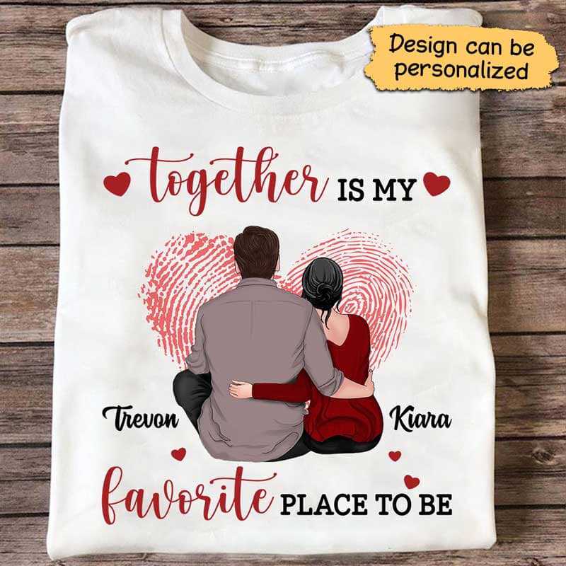 Apparel Couple Fingerprint Heart Personalized Shirt Sweatshirt / Light Pink Sweatshirt / S
