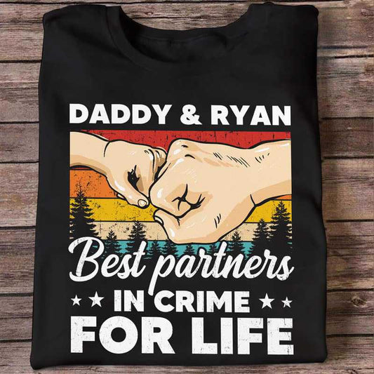 Apparel Daddy Grandpa And Kid Best Partners In Crime Personalized Shirt Classic Tee / Black Classic Tee / S