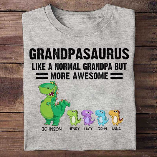 Apparel Daddy Grandpa Uncle Dinosaur And Kids Personalized Shirt (Ver 1-10 Kids) Classic Tee / Ash Classic Tee / S