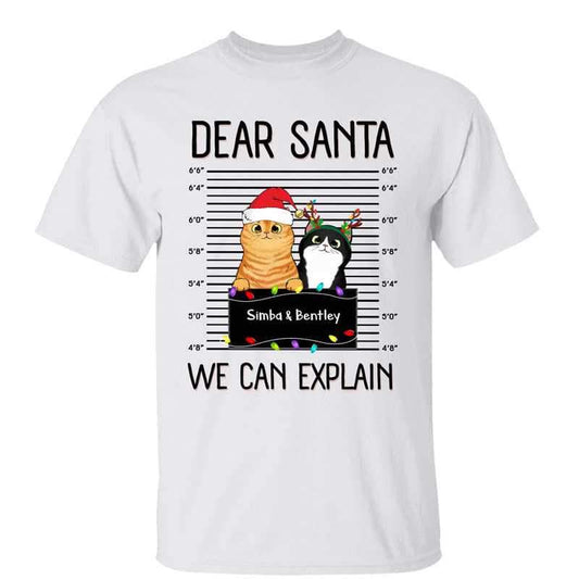 Apparel Dear Santa I Can Explain Fluffy Cat Personalized Shirt Classic Tee / White Classic Tee / S