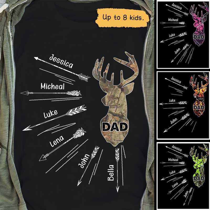 Apparel Deer Hunting Dad Personalized Shirt Classic Tee / Black Classic Tee / S