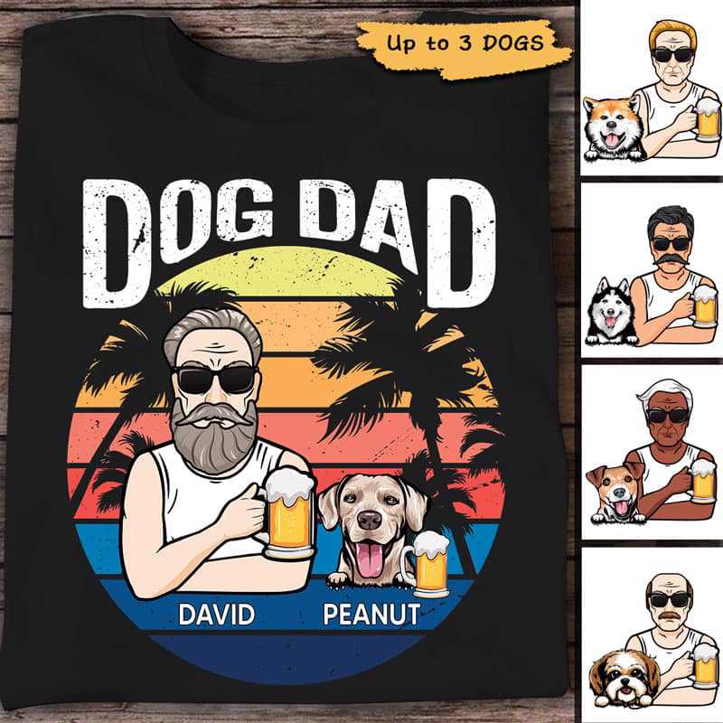 Apparel Dog Dad Summer Old Man Personalized Shirt Classic Tee / Black Classic Tee / S