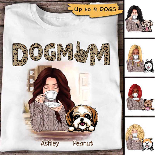 Apparel Dog Mom Leopard Pattern Personalized Shirt Classic Tee / White Classic Tee / S