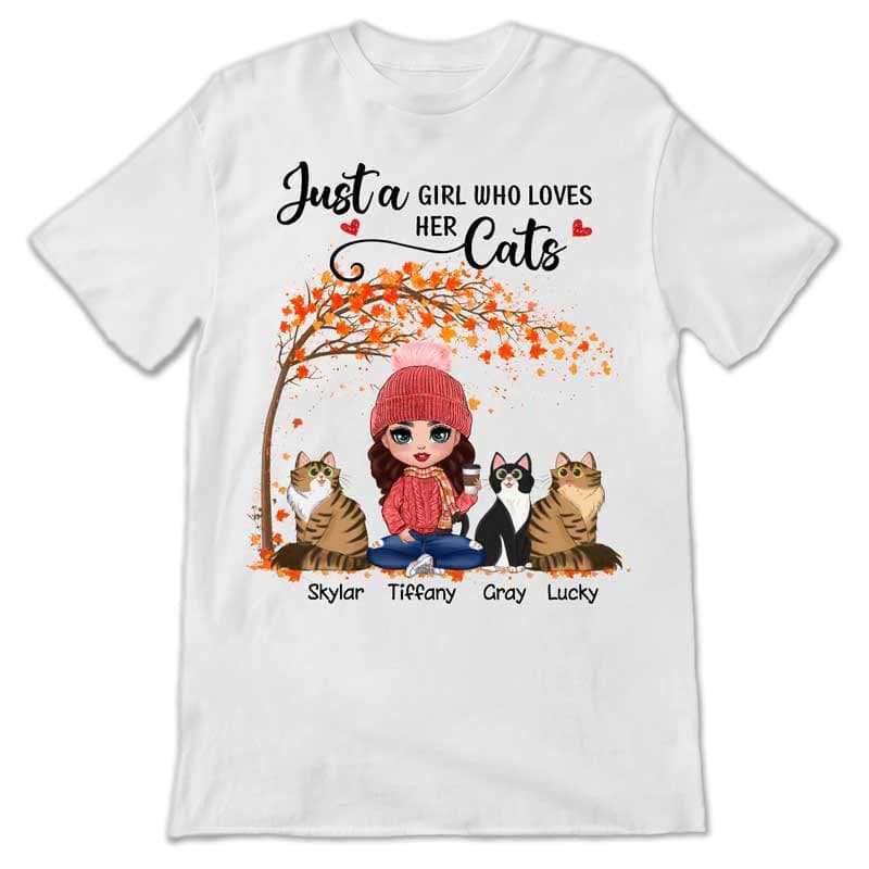 Apparel Fall Season Doll Cat Mom Sitting Personalized Shirt