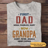 Apparel First Dad Now Grandpa Retro Personalized Shirt Classic Tee / Ash Classic Tee / S