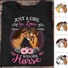 Apparel Girl In Love With Her Horse Floral Personalized Shirt Classic Tee / Black Classic Tee / S