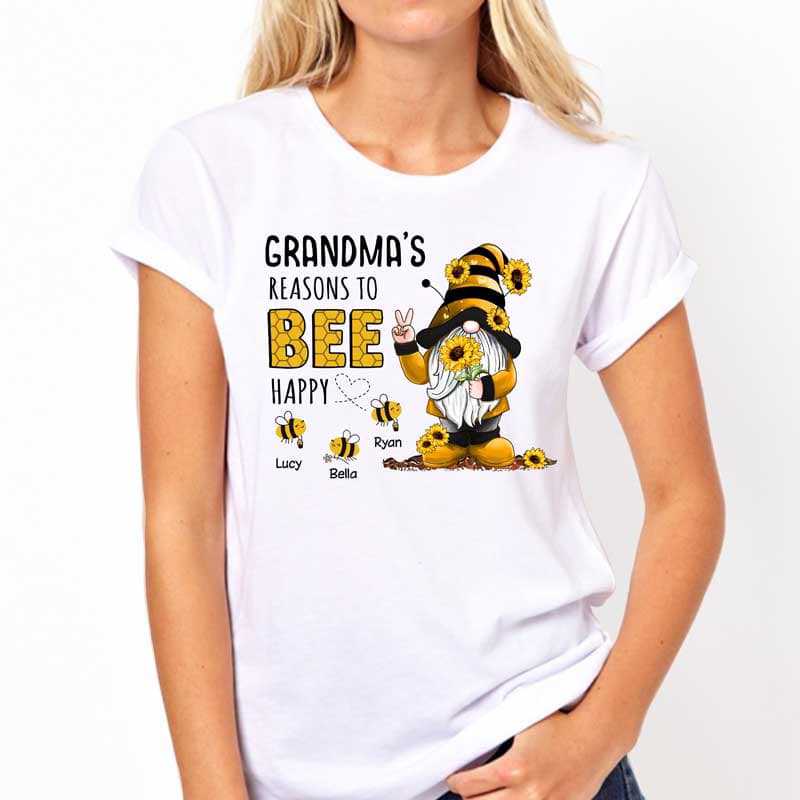 Apparel Gnome Grandma‘s Reason To Bee Happy Personalized Shirt